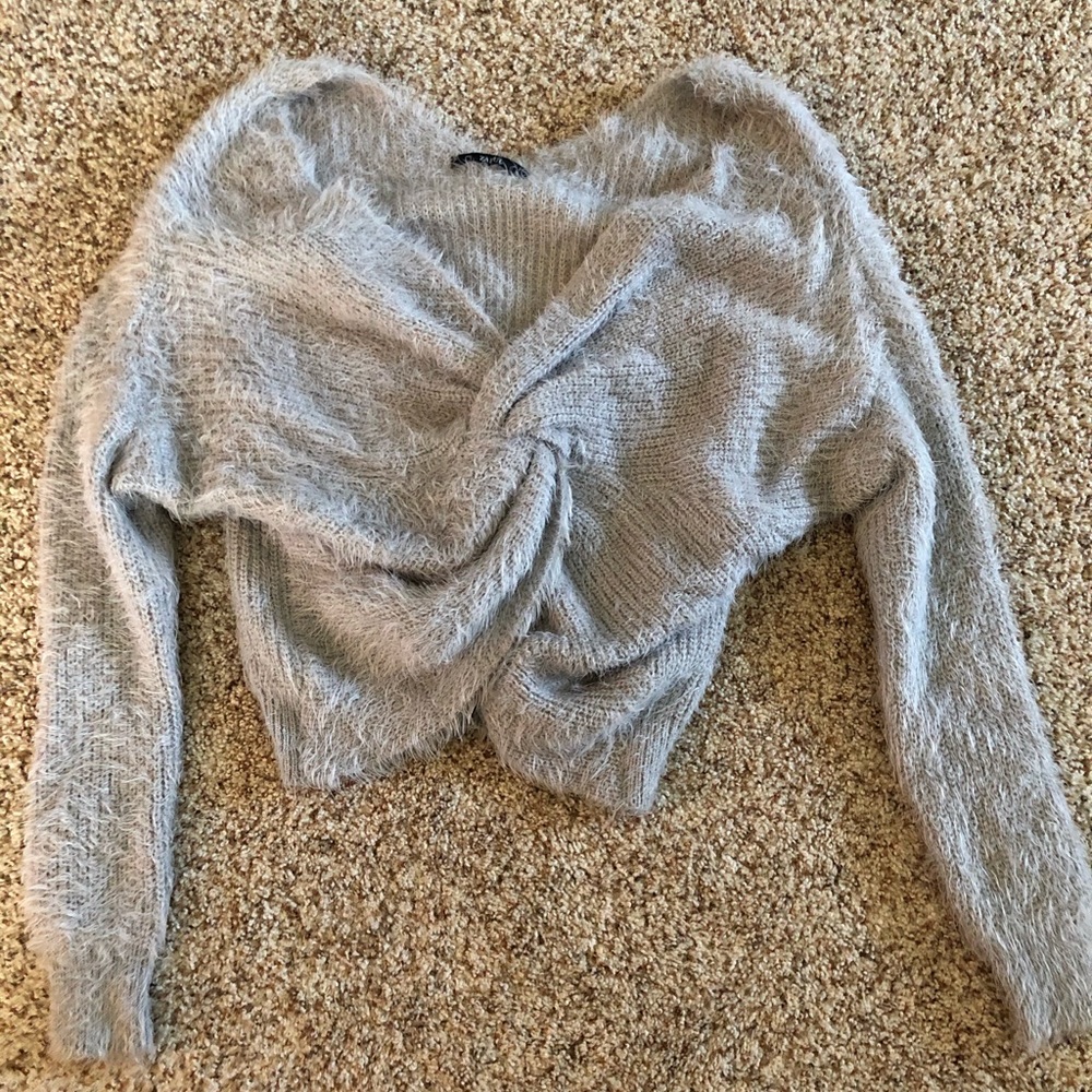 Gray Crop Top Sweater